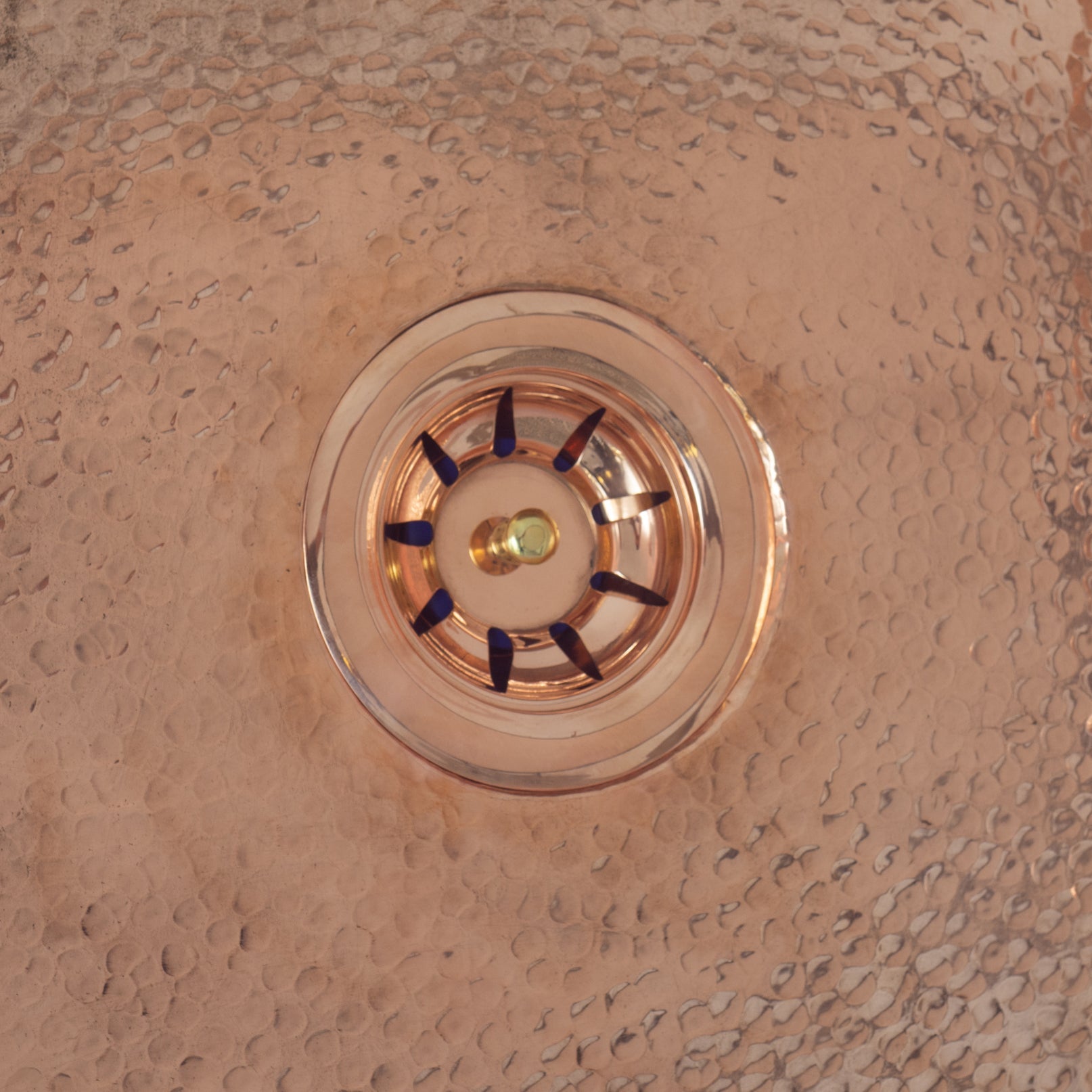 Unlacquered solid copper kitchen sink strainer basket and drain stopper