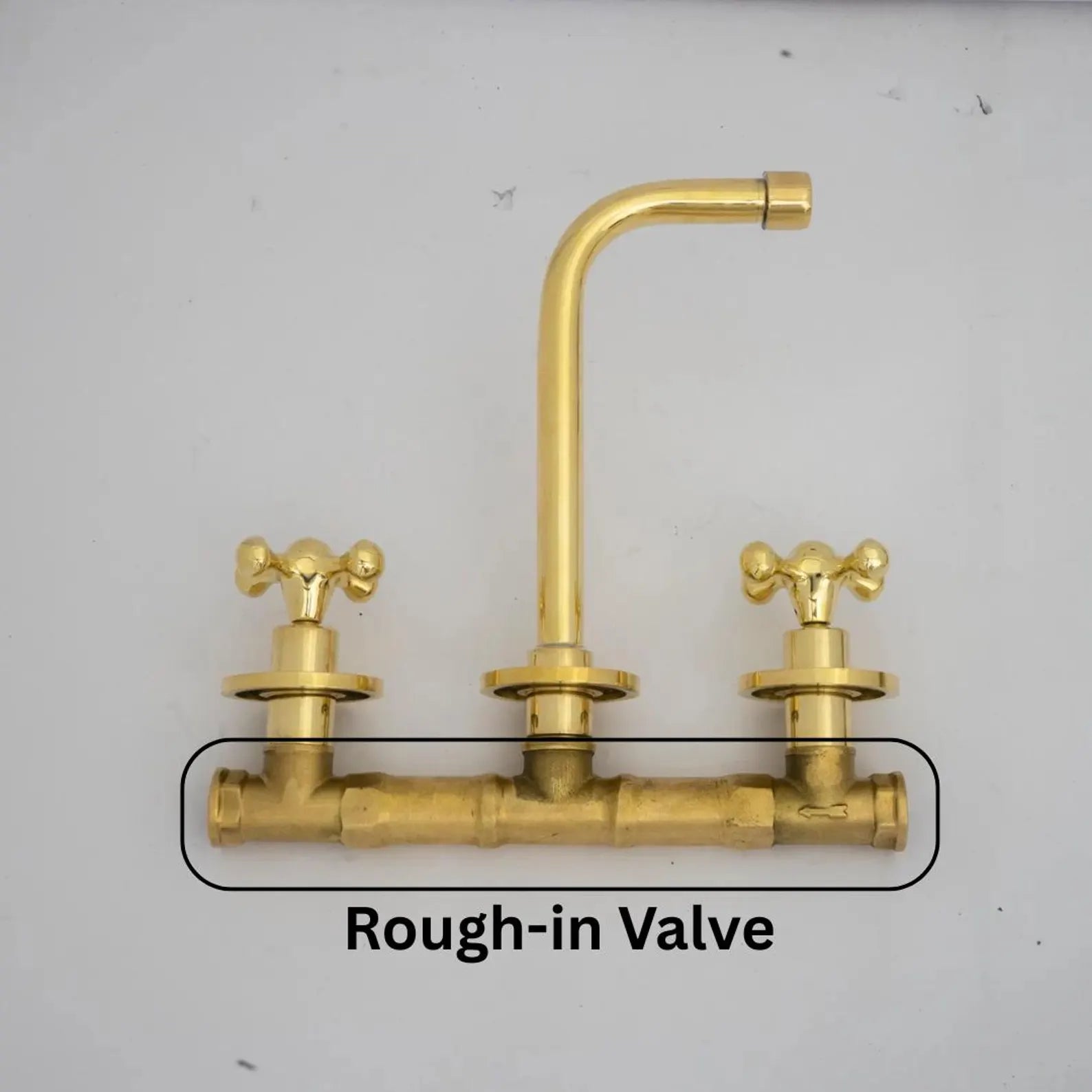 Wall mounted vessel sink faucet with built-in wall valve