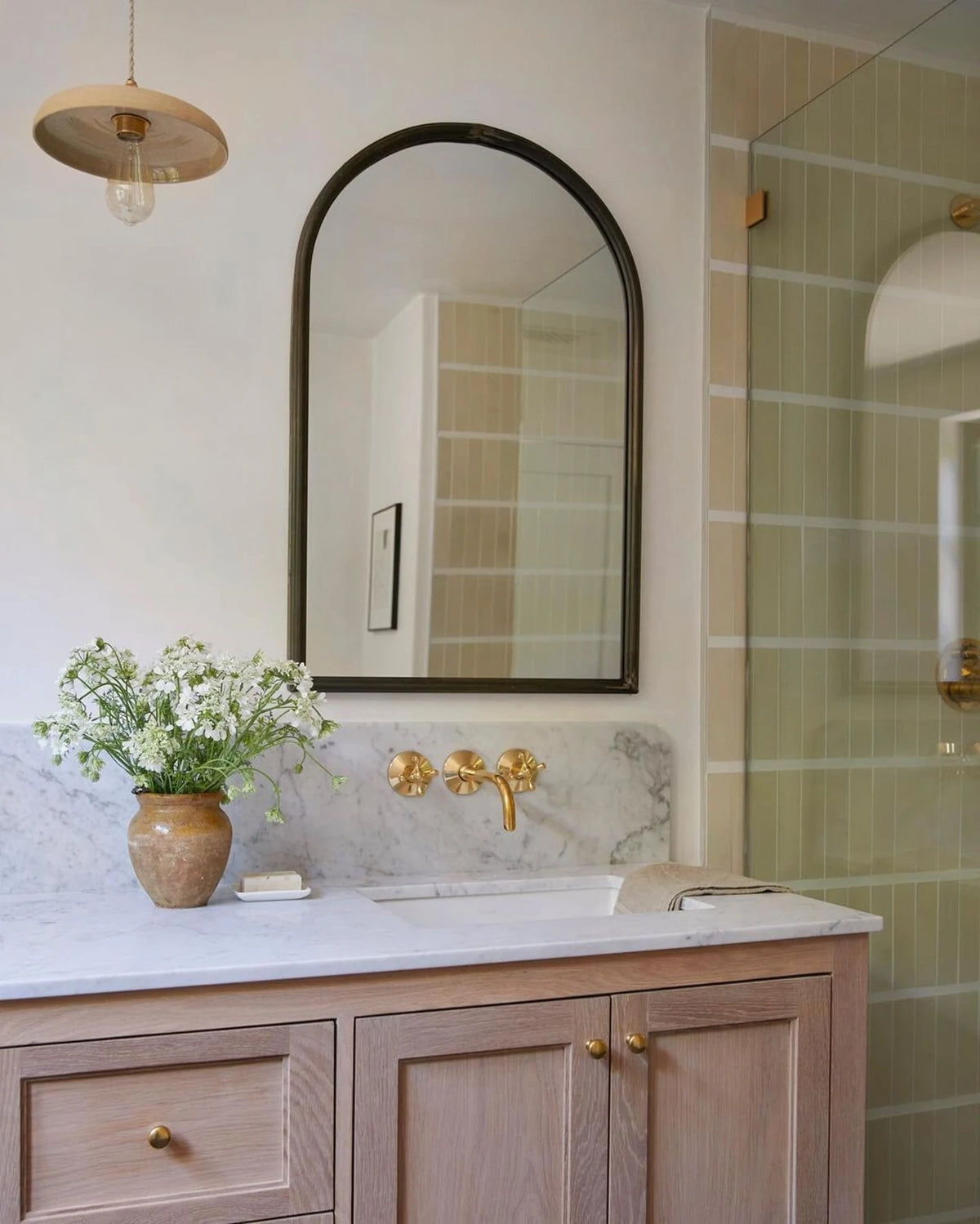 Unlacquered Brass Wall Mounted Bathroom Vessel Sink, Built In Vanity Faucet With Cross Handles