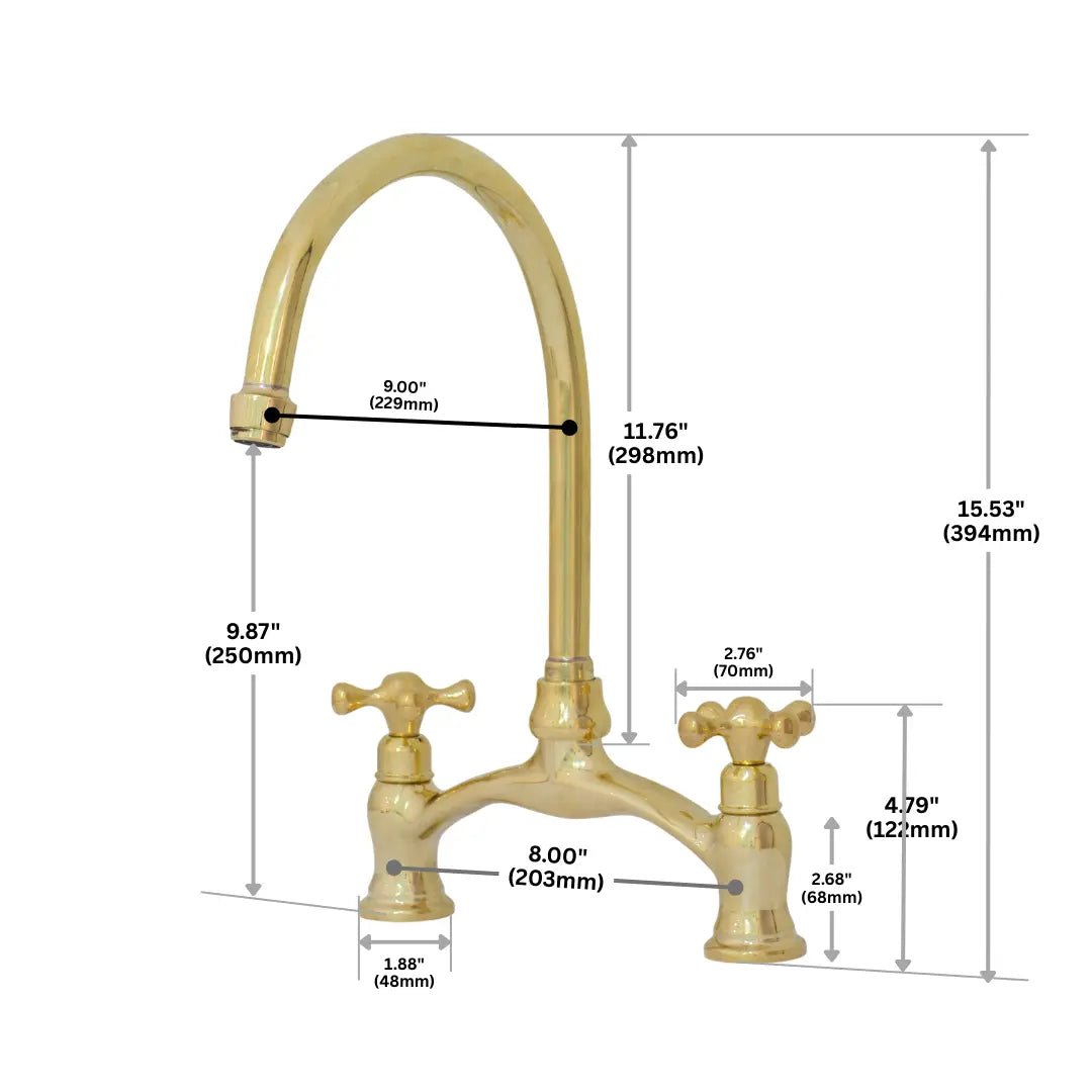 Verdeau - Unlacquered Bridge Kitchen Faucet - Insideast