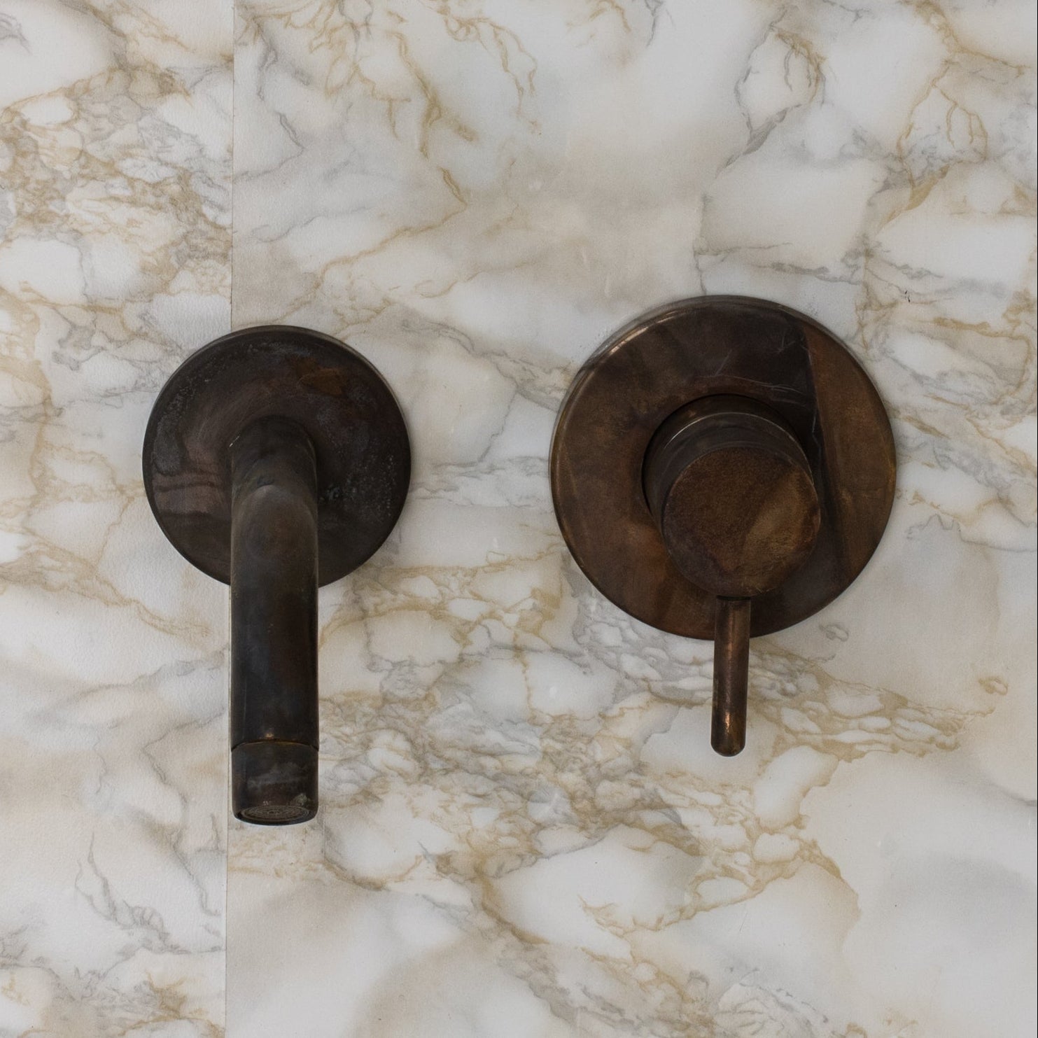 Vintage Bathroom Wall Faucet, Aged Brass Built - in Faucet, Concealed Mixer Tap, Recessed Basin Mixer Faucet - Insideast