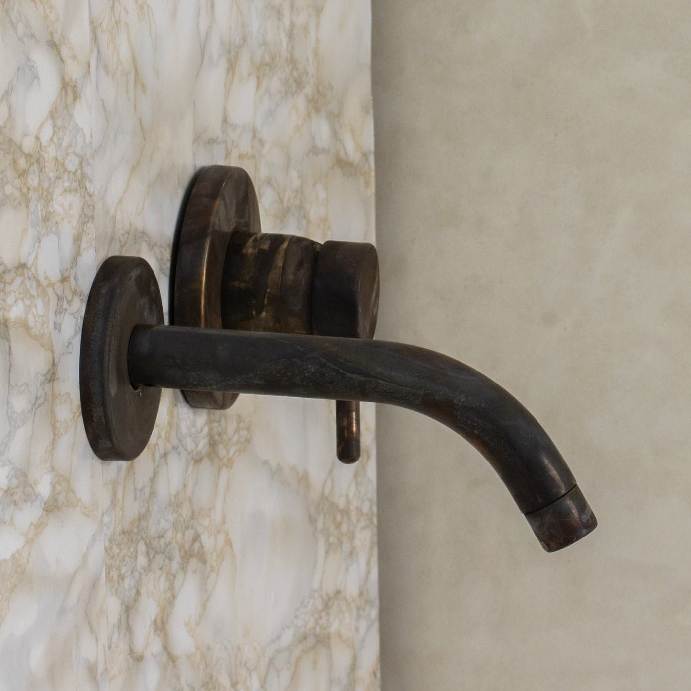 Vintage Bathroom Wall Faucet, Aged Brass Built - in Faucet, Concealed Mixer Tap, Recessed Basin Mixer Faucet - Insideast