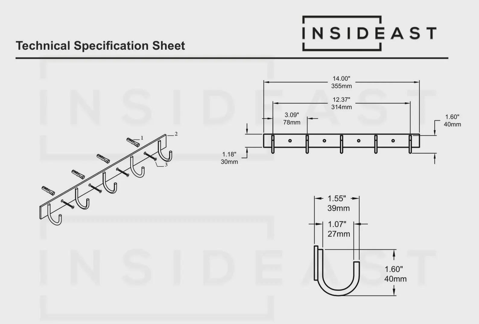 Vintage Brass Hooks Rail | Coat Rack Hooks - Insideast