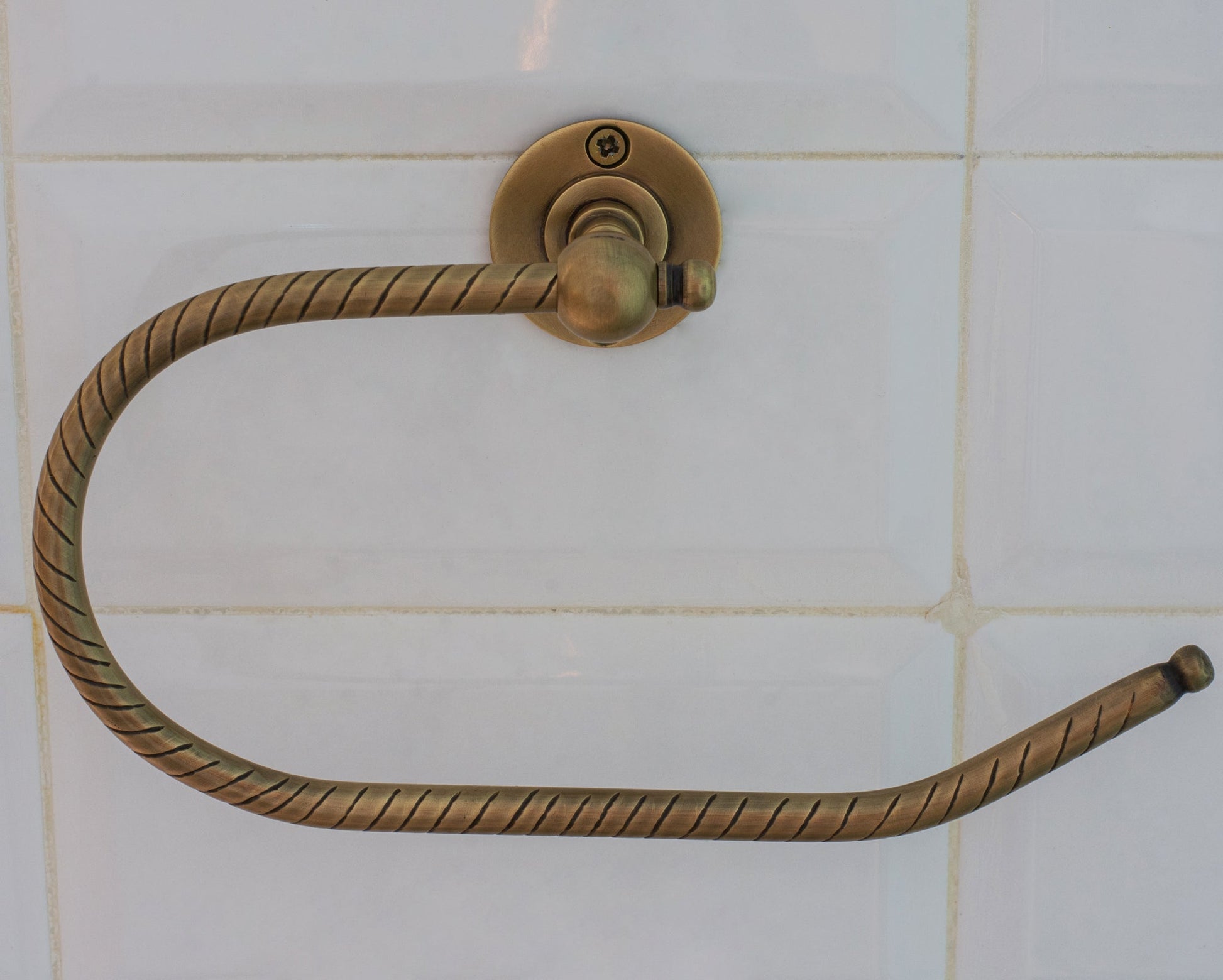 Vintage Brass Towel Holder, Towel Ring Hanger, Wall Mount Bathroom Ring Holder, Hand Engraved Ring For Towels - Insideast