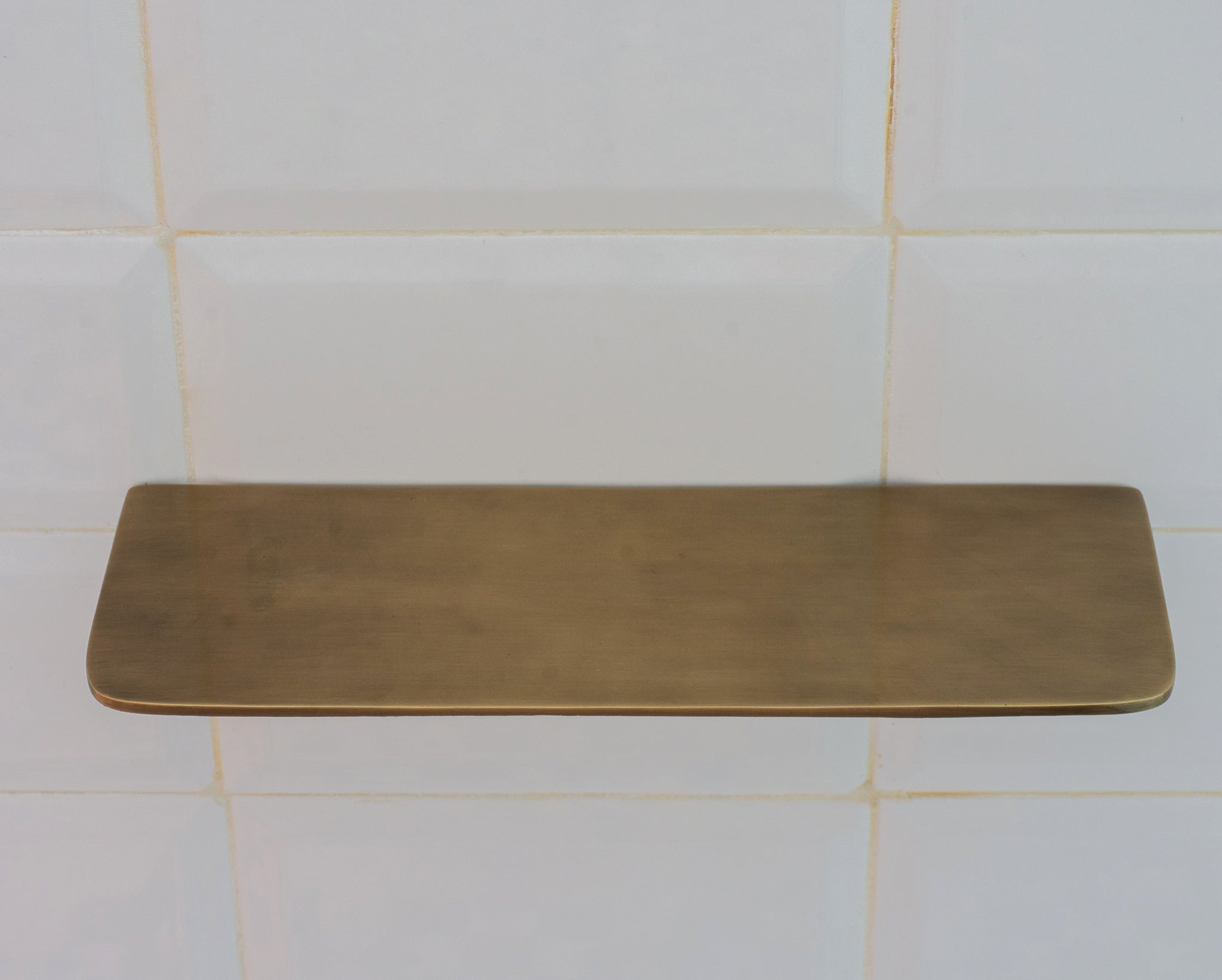Vintage Brass Wall - Mounted Shower Shelf | Aged Brass Floating Shelf - Insideast