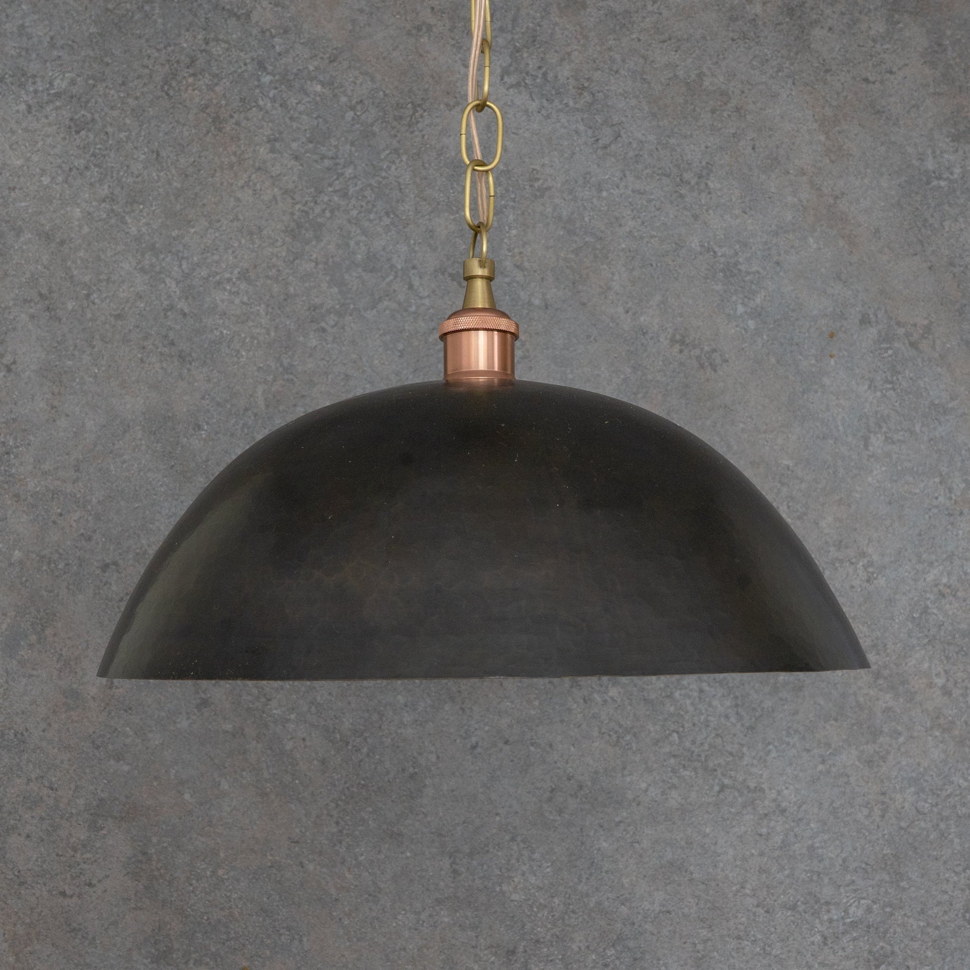 Vintage Oiled Brass Dome Pendant – Hand - Hammered Brass Interior Hanging Light - Insideast