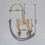 Load image into Gallery viewer, Vintage Patina, Solid Brass Bridge Kitchen Faucet 8&quot;, Curved Legs, Cross Handles
