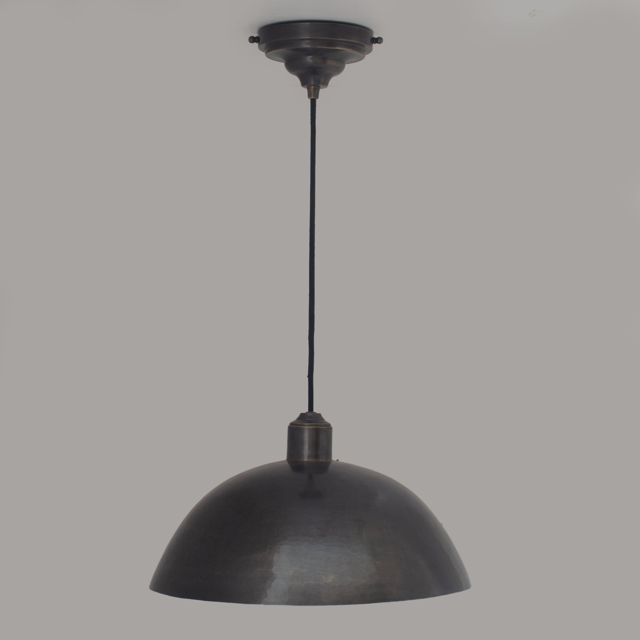 Vintage Solid Brass Pendant Light, Dome Ceiling Light, Oiled Finish - Insideast