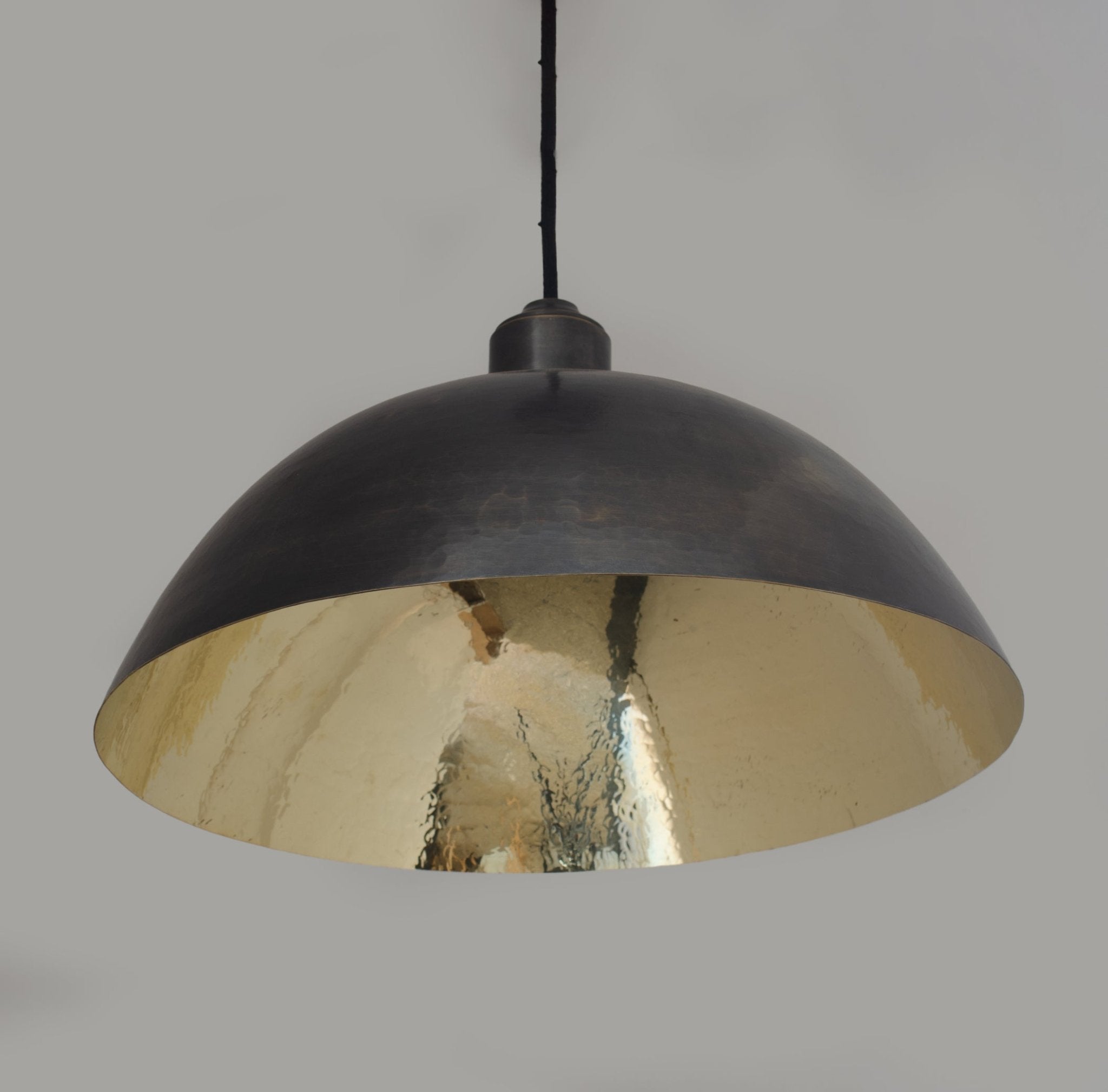 Vintage Solid Brass Pendant Light, Dome Ceiling Light, Oiled Finish - Insideast