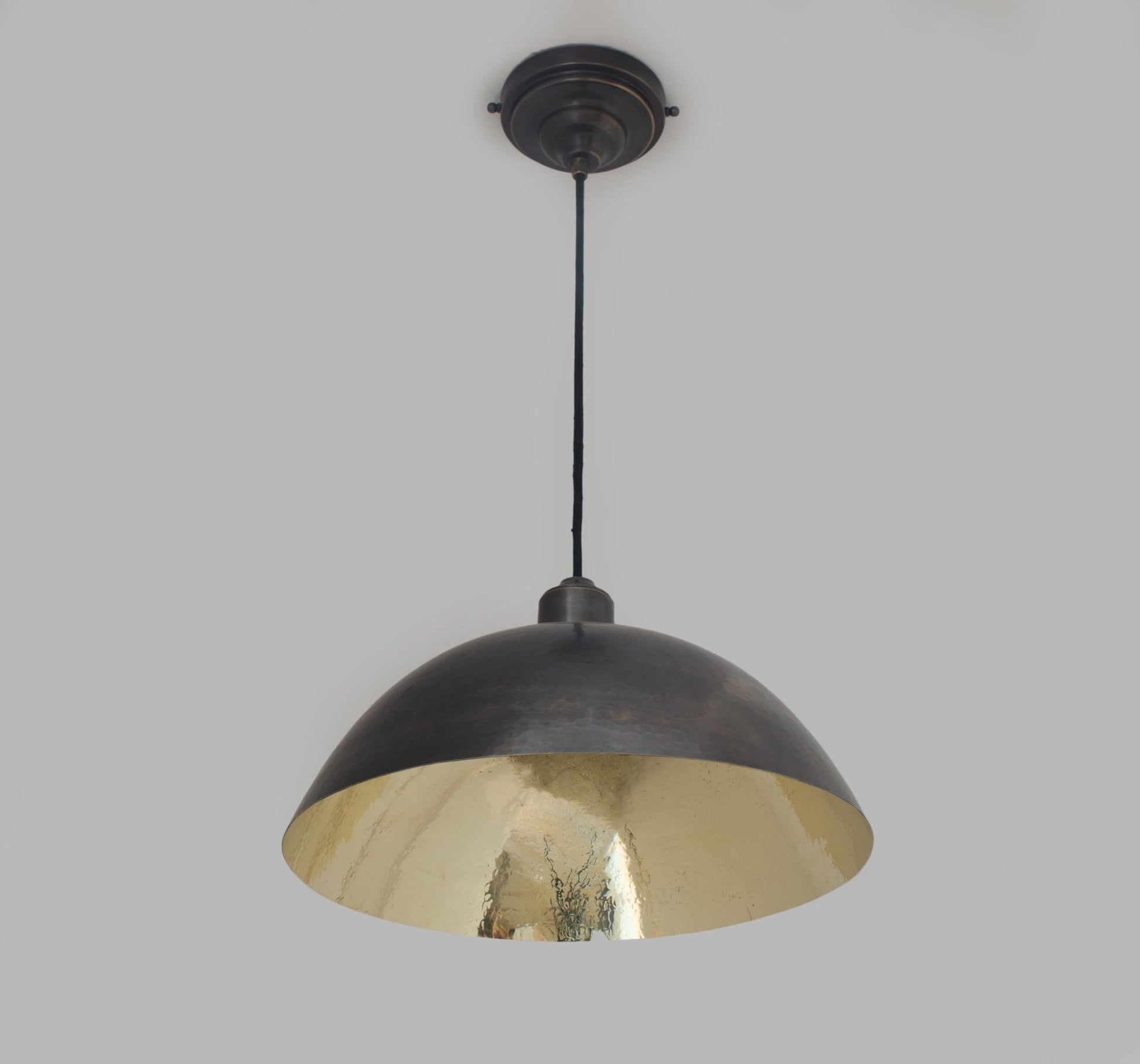 Vintage Solid Brass Pendant Light, Dome Ceiling Light, Oiled Finish - Insideast