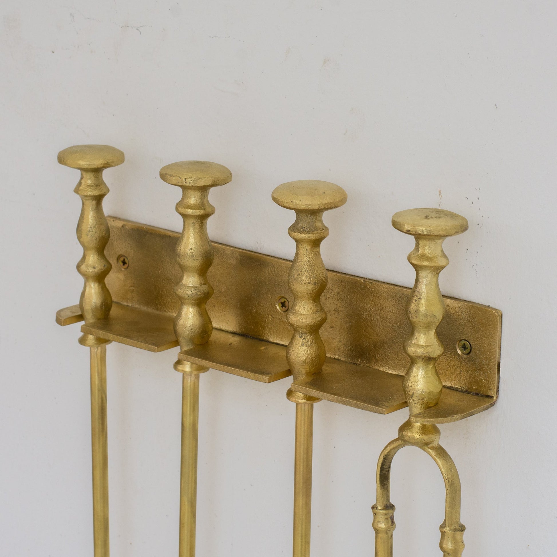 Wall - Mounted Solid Brass Fireplace Tools, Handcrafted Fireplace Set - Insideast