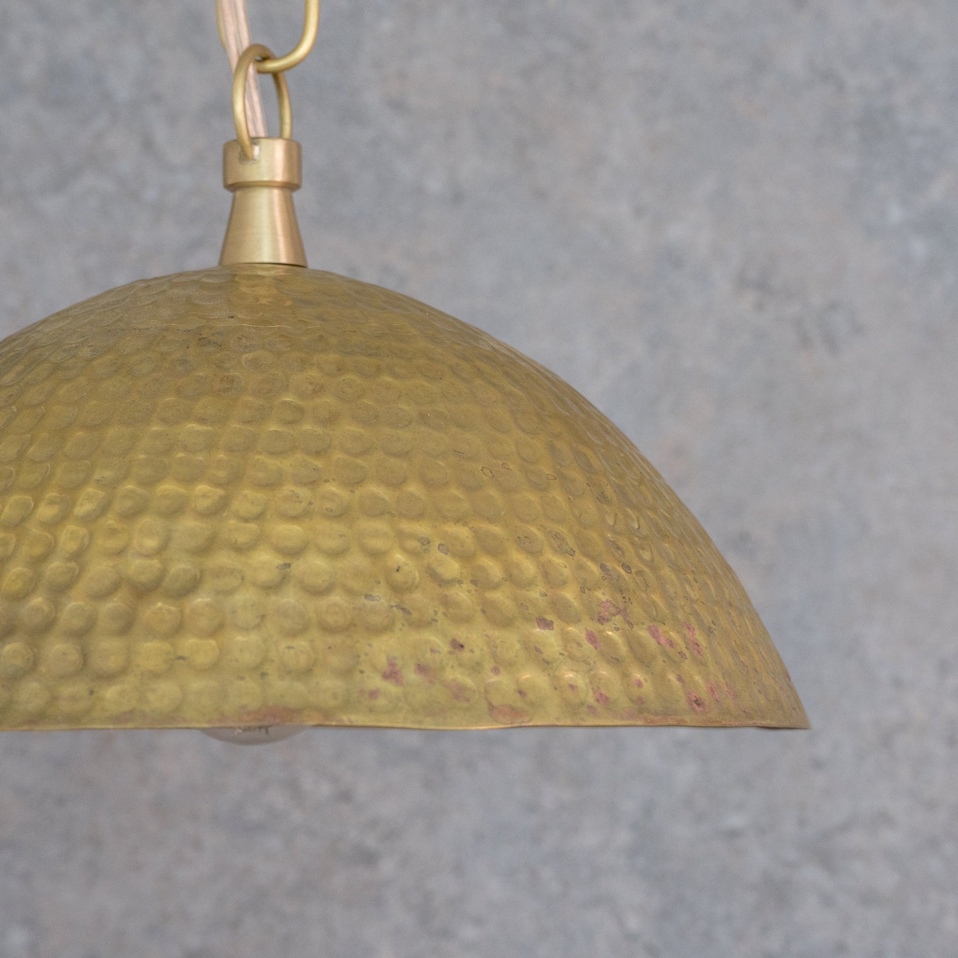 Weathered Antique Brass Dome Pendant - Hammered Moroccan Brass Light - Insideast