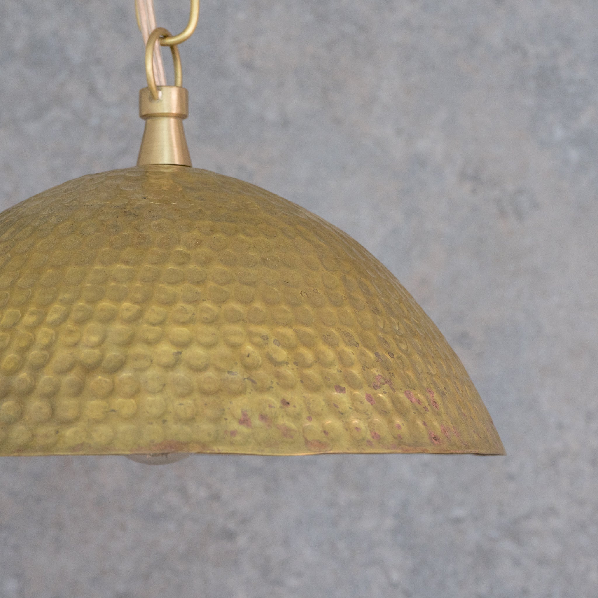 Weathered Antique Brass Dome Pendant - Hammered Moroccan Brass Light - Insideast