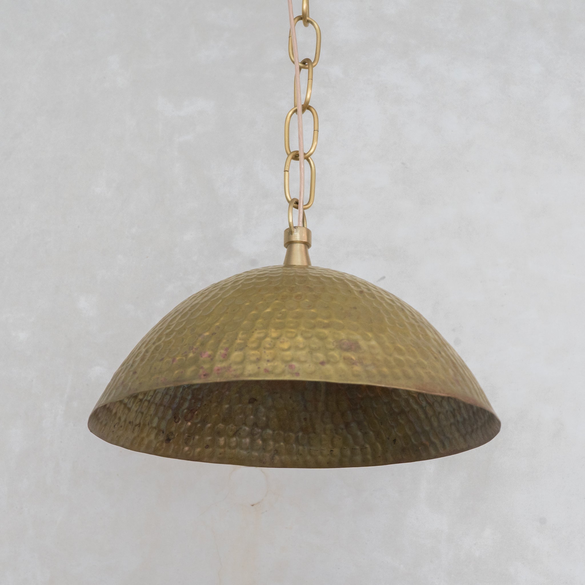 Weathered Antique Brass Dome Pendant - Hammered Moroccan Brass Light - Insideast