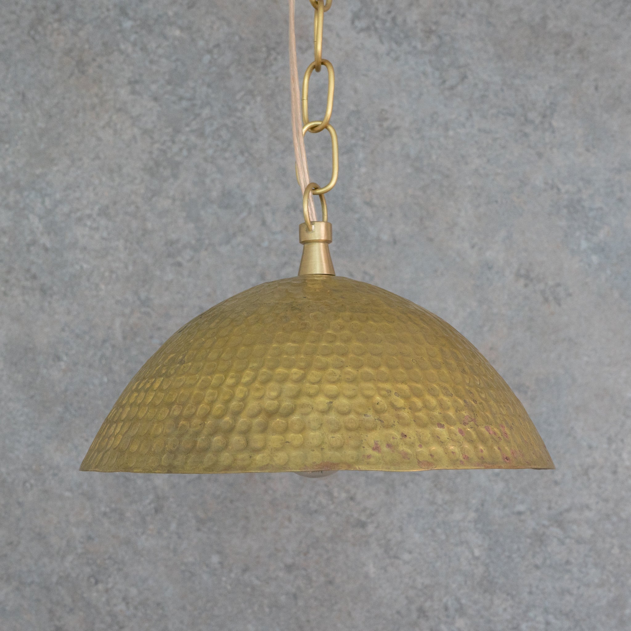Weathered Antique Brass Dome Pendant - Hammered Moroccan Brass Light - Insideast