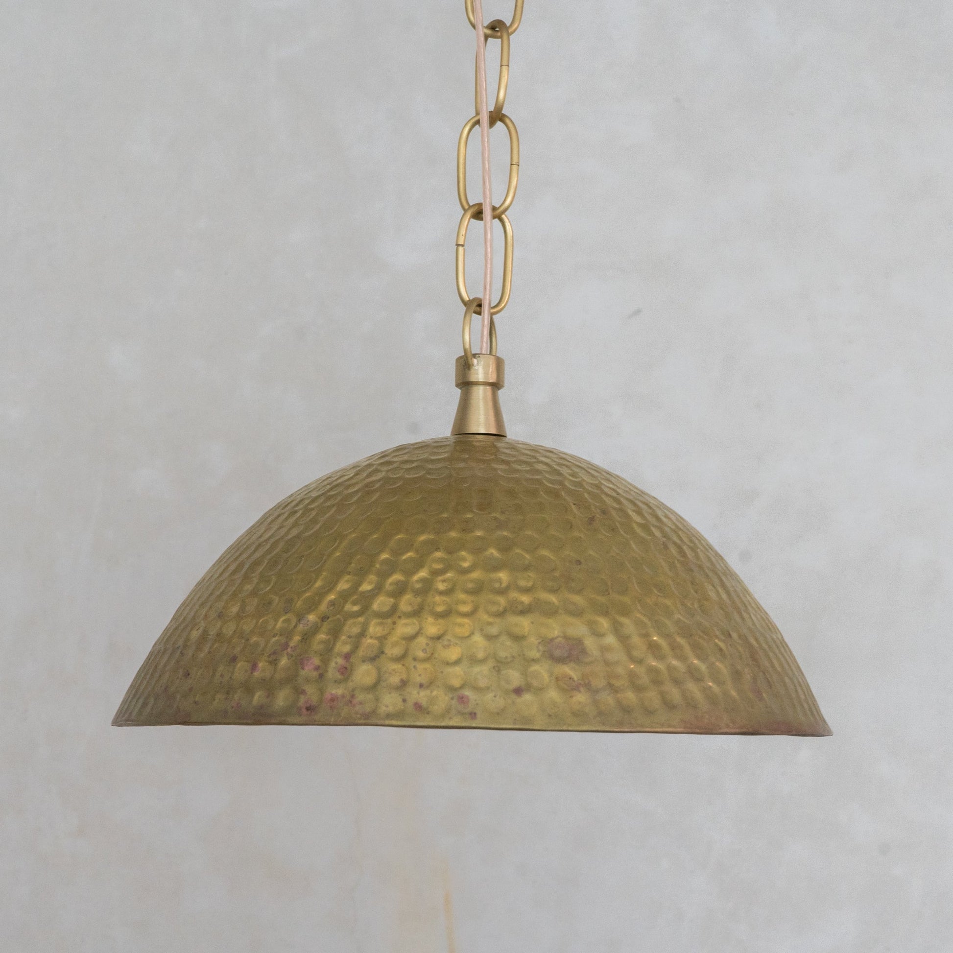 Weathered Antique Brass Dome Pendant - Hammered Moroccan Brass Light - Insideast