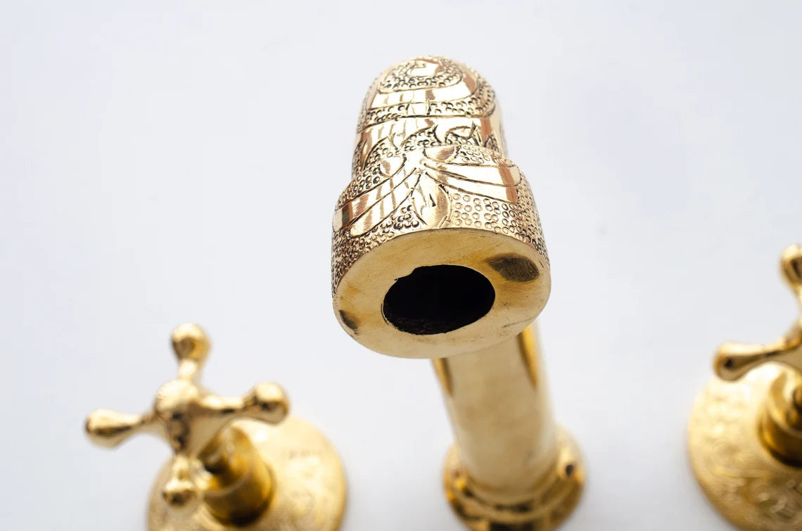 Brass Bathroom Faucet - Antique Brass Wall Mount Faucet ISW04