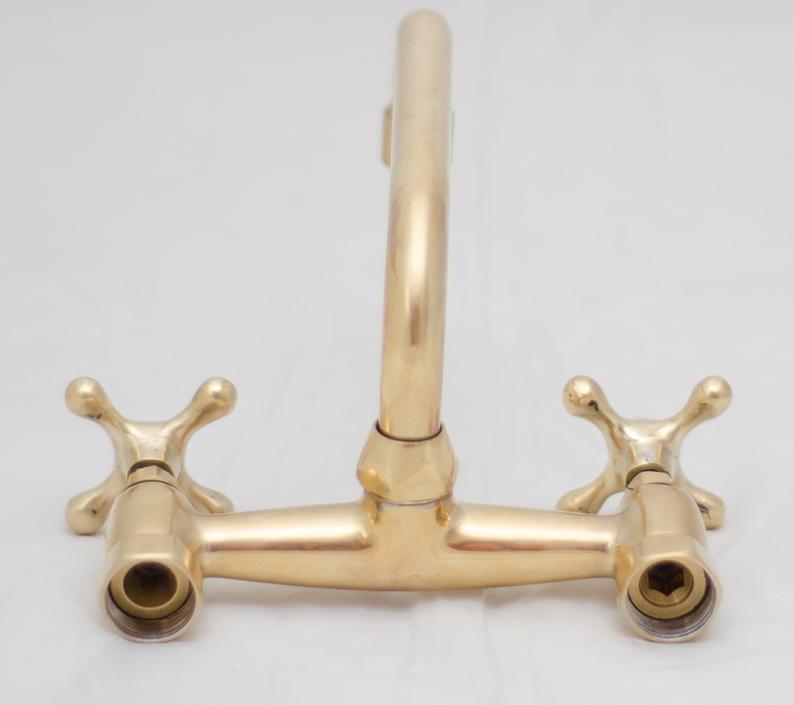 Antique Brass Bathroom Faucet - Wall Faucets