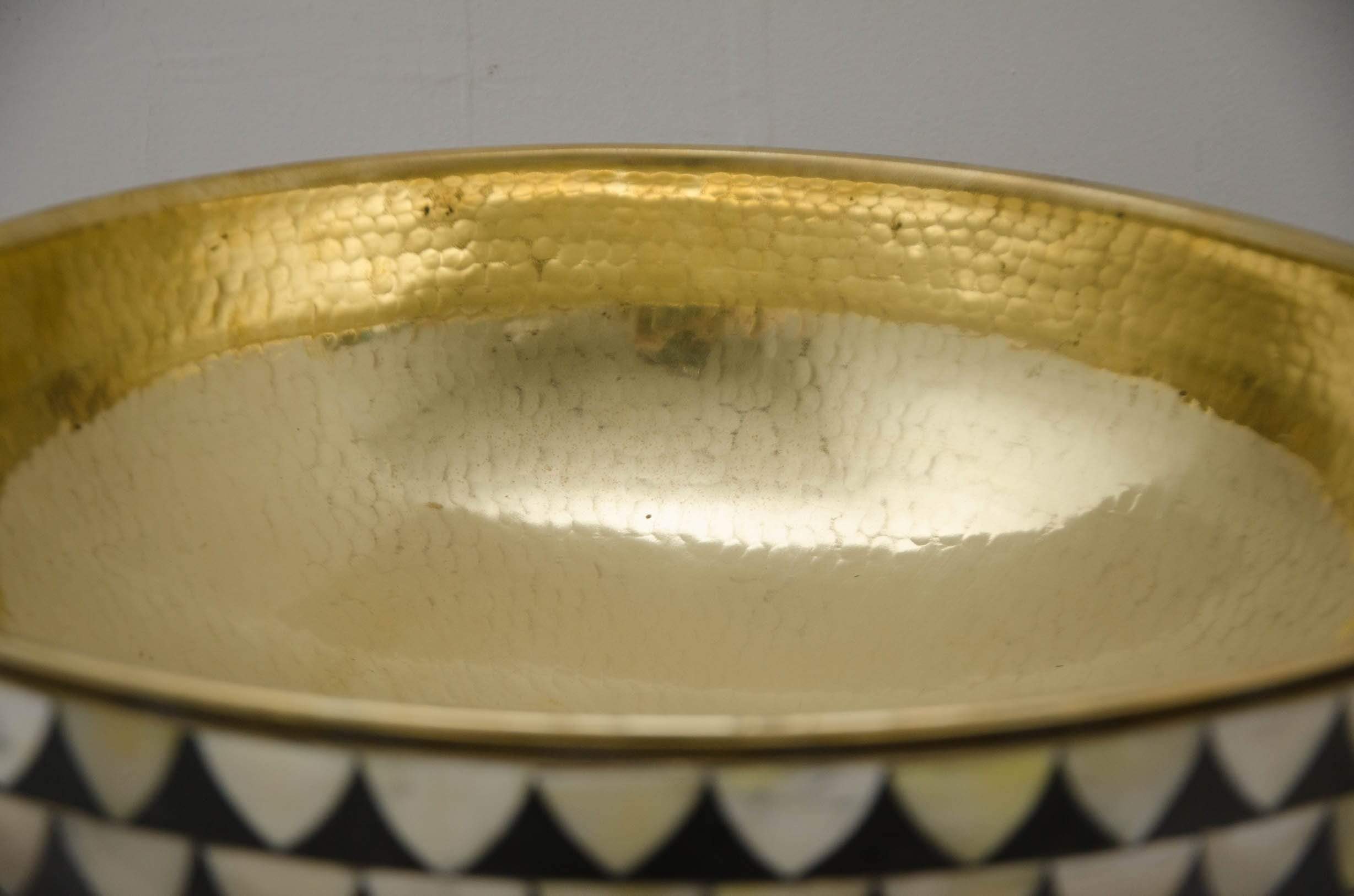 Carmen Resin Authentic Brass Tile Vessel Sink, With Sink Drain Kit