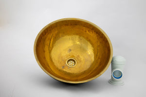 Ceramic And Brass Vessel Sink ISS27, Round Vessel Sink , Diameter 16-1/4"