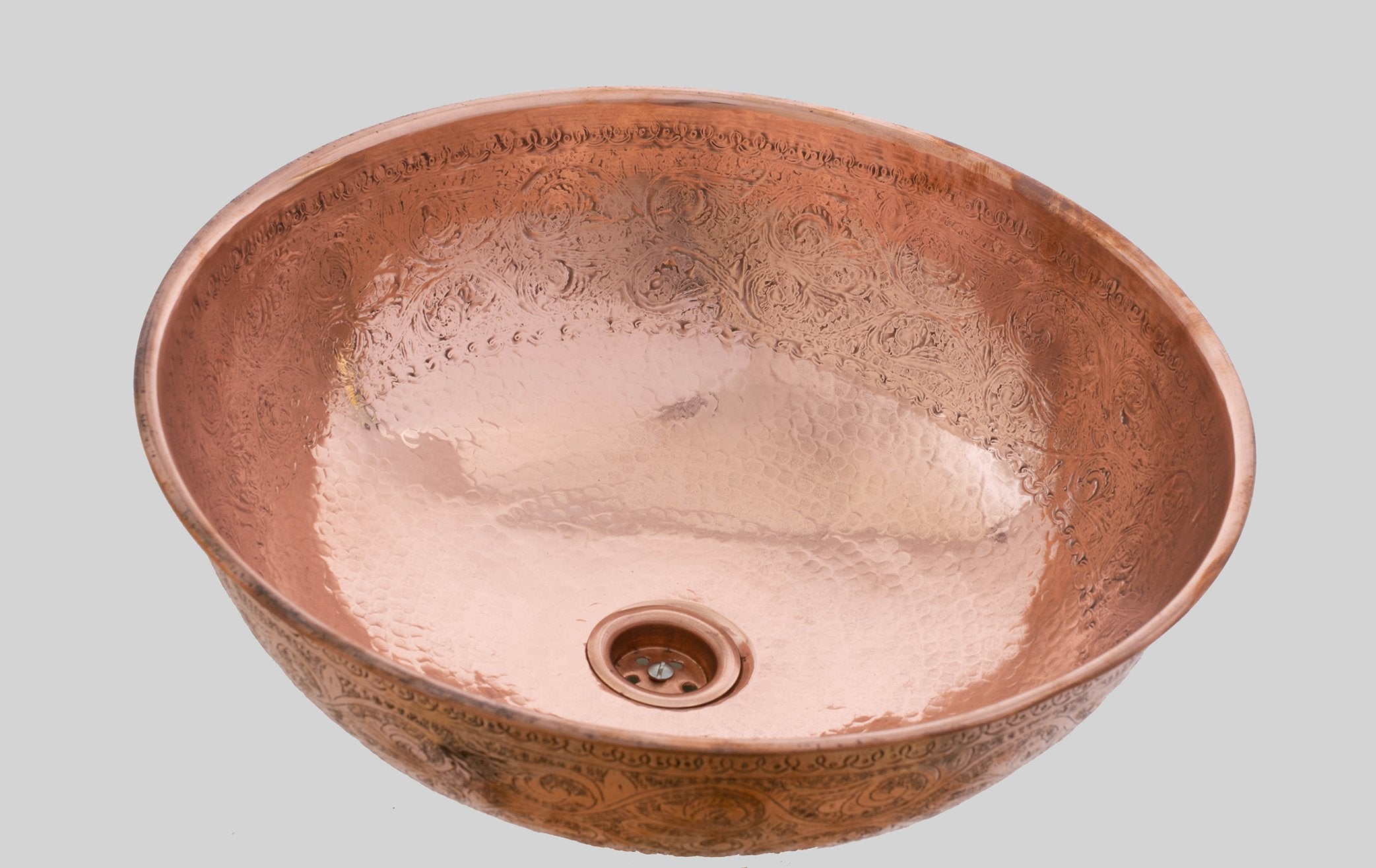 Engraved Moroccan Copper Vessel Sink ISS09 - Moroccan bathroom sink