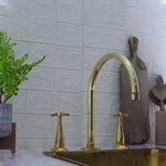 Load image into Gallery viewer, Insideast Moroccan Brass Vintage ISF26 3-Holes / Palm Handles Kitchen Faucet
