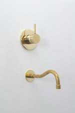 Load image into Gallery viewer, Antique Brass Tub Filler - Wall Mount Tub Faucet
