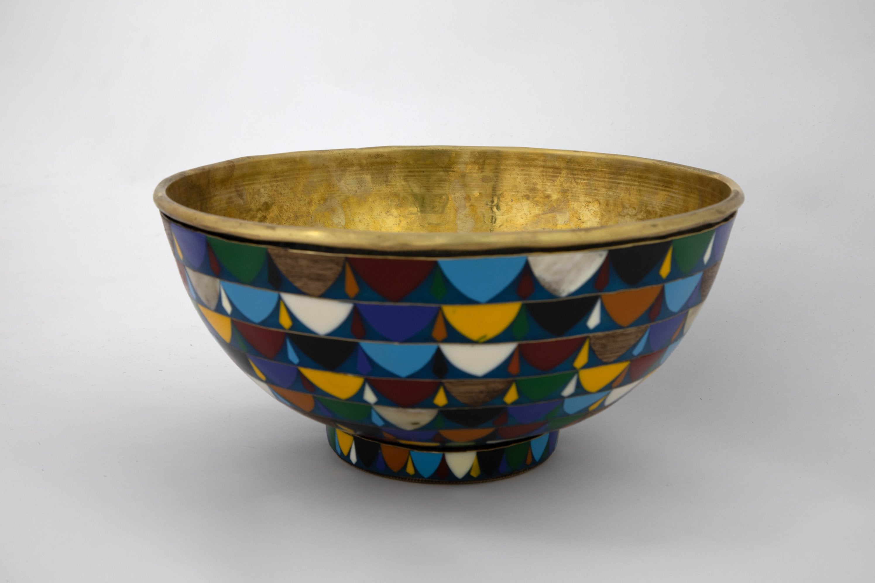 Round Colorful Ceramic Vessel Sink , Diameter 16-1/4", Golden Brass Sink Interior ISS24