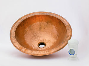 Round Hammered Sink ISS19 , Vintage Copper Drop-in Sink , Diameter 17 - 5/8 "