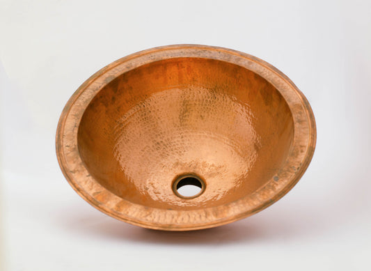 Round Hammered Sink ISS19 , Vintage Copper Drop-in Sink , Diameter 17 - 5/8 "