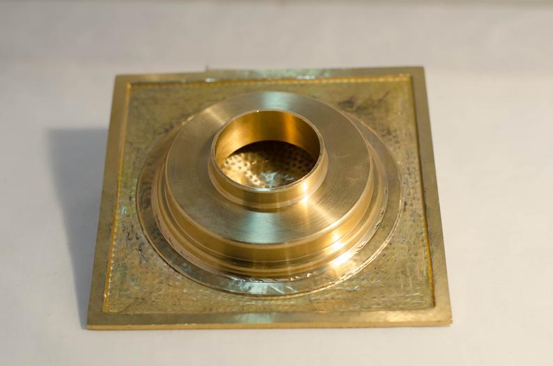 Solid Brass Floor Drain, Hammered Square Shower Drain