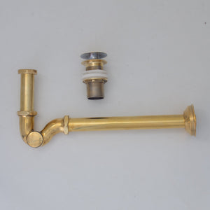 Unlacquered Brass Bathroom Trap - Solid Brass Pop-up Drain