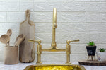 Load image into Gallery viewer, Unlacquered Brass - Brass Bridge Kitchen Faucet ISB01
