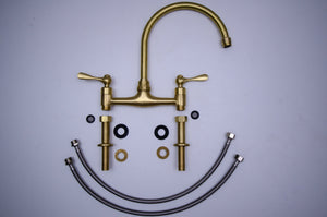 Unlacquered Brass - Brass Bridge Kitchen Faucet ISB01