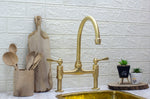 Load image into Gallery viewer, Unlacquered Brass - Brass Bridge Kitchen Faucet ISB01
