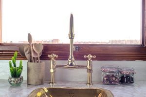 Unlacquered Brass Bridge Faucet - Bridge Kitchen Faucet Brass ISB05
