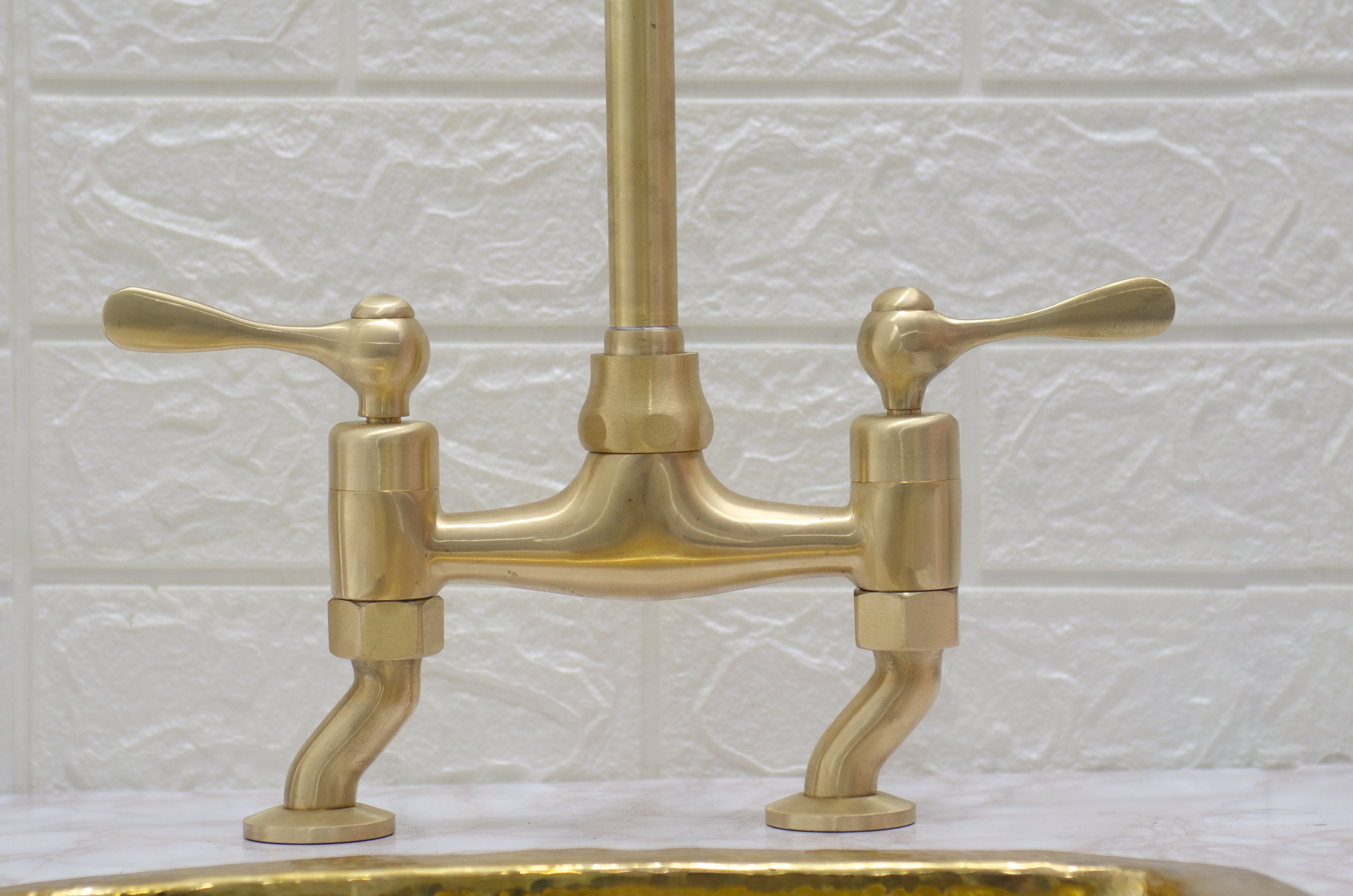 unlacquered brass bridge faucet