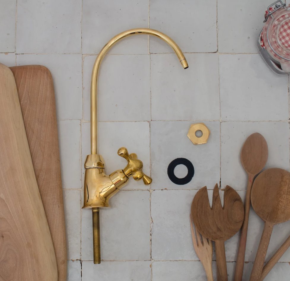 Unlacquered Brass Water Dispenser Kitchen Faucet, Cold Water Single Hole, Reverse Osmosis faucet