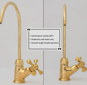 Unlacquered Brass Water Dispenser Kitchen Faucet, Cold Water Single Hole, Reverse Osmosis faucet