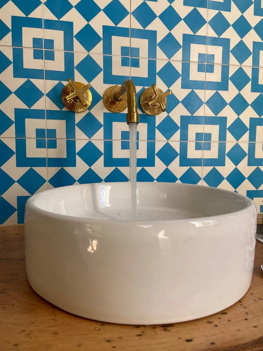 Vintage Brass Bathroom Faucet- Wall Sink Faucet