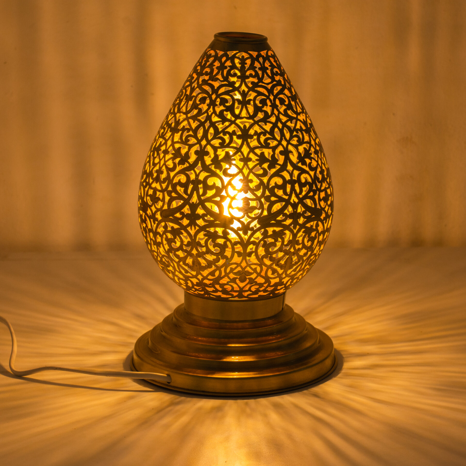 Unlacquered Brass Table Pierced Table Light, Bedside Lamp, Perforated Base Lamp