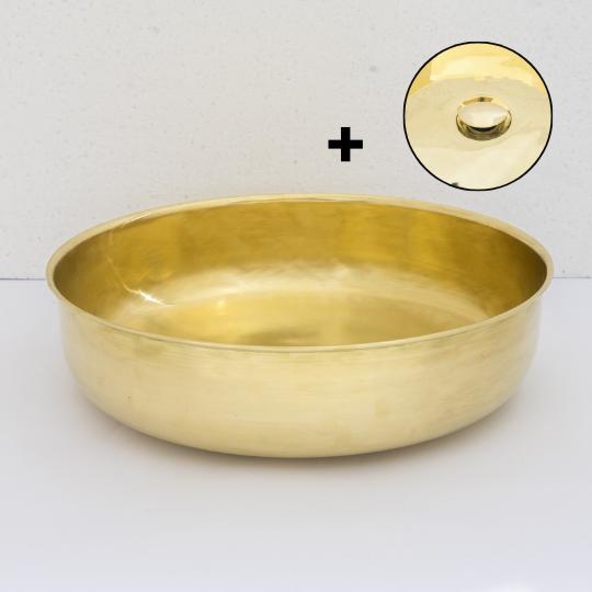 Brushed Brass Bathroom Vessel Sink, Solid Brass Powder Room Basin